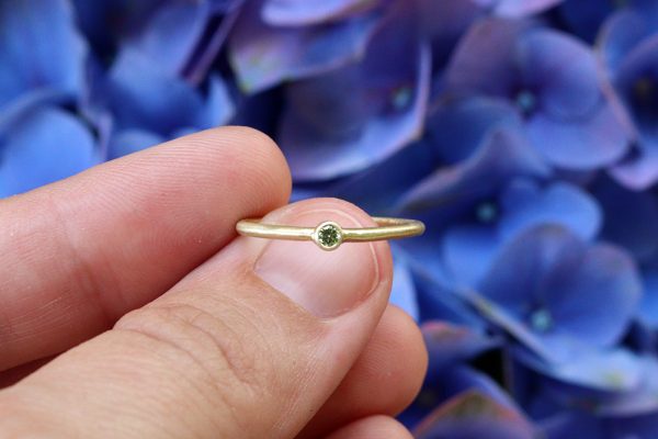 14K Green Diamond Ring
