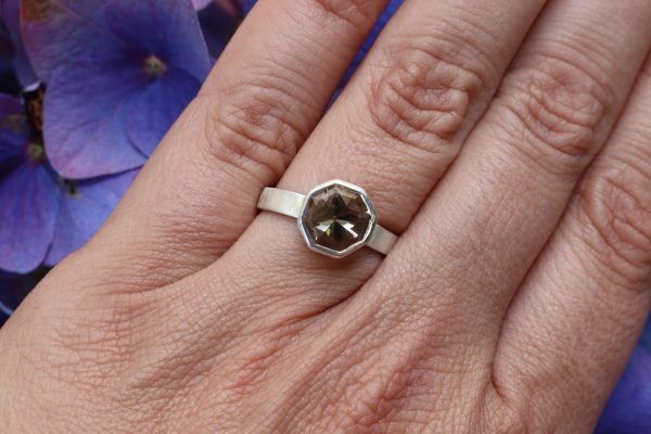 Hexagon Smokey Quartz Ring